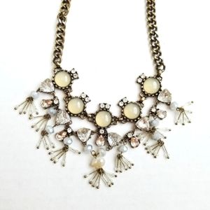 Target statement necklace rhinestone beads with antique brass coloring, women’s